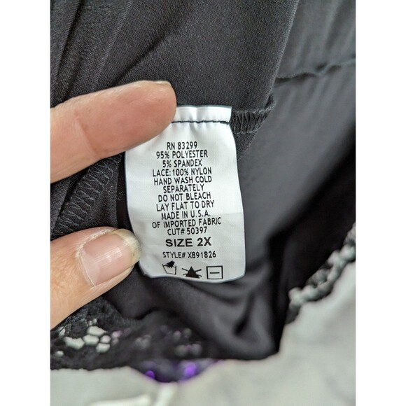 Tiana B Size 2X Black Sheath Dress with eyelet lace hem and trim - Picture 6 of 6